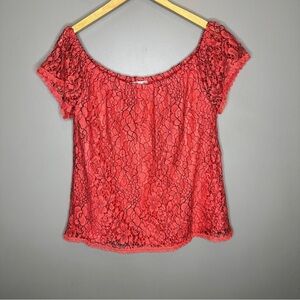 Stem vine lace floral off the shoulder blouse